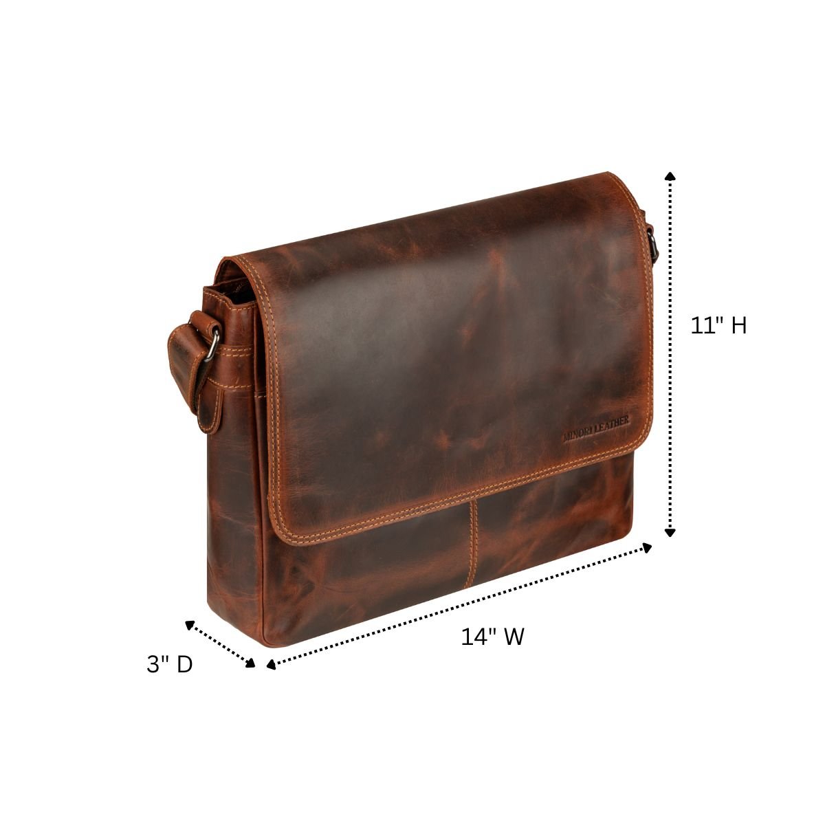 Bristol Leather Laptop Messenger Bag 14 Inch – Unisex – Chestnut - Minori Leather