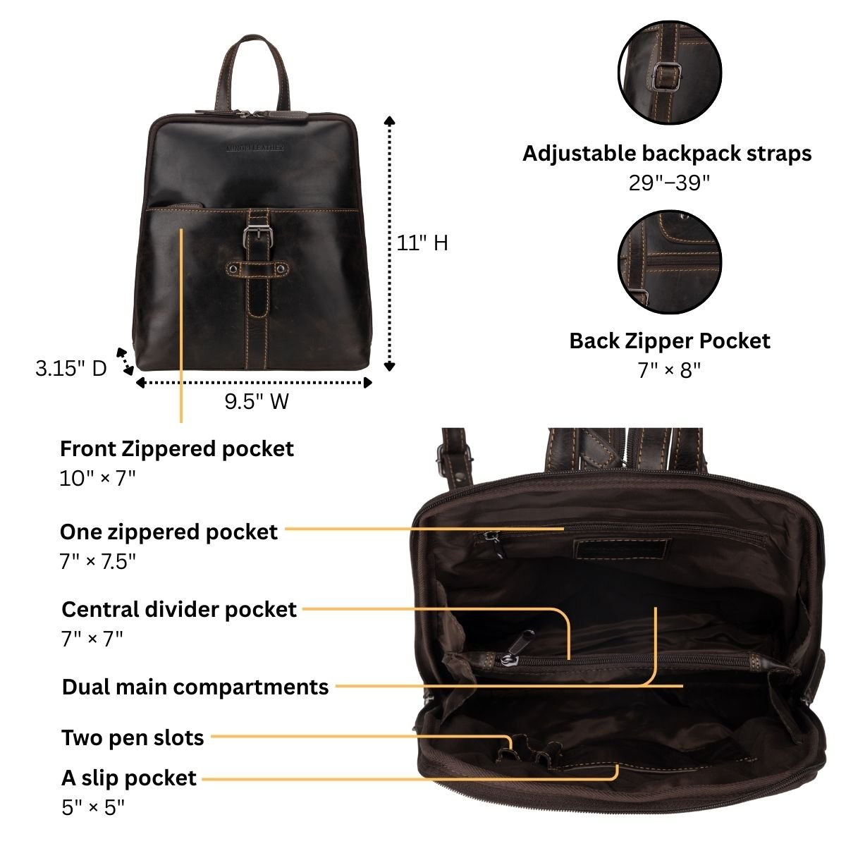 Isla Leather Backpack – Women – Brown - Minori Leather