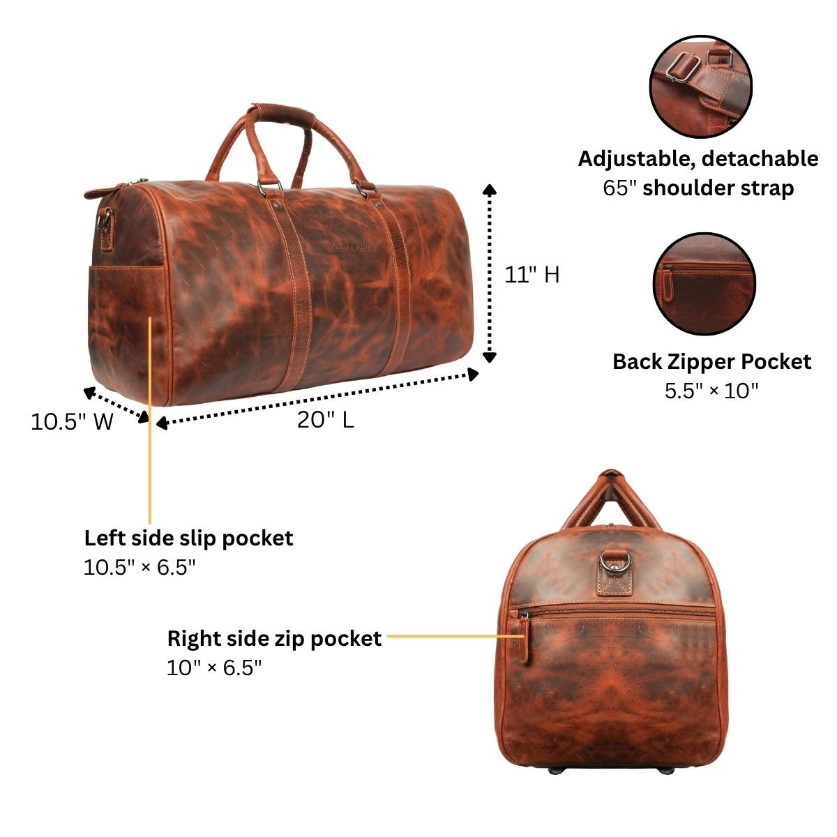 Jackson Weekender Chestnut - Minori Leather