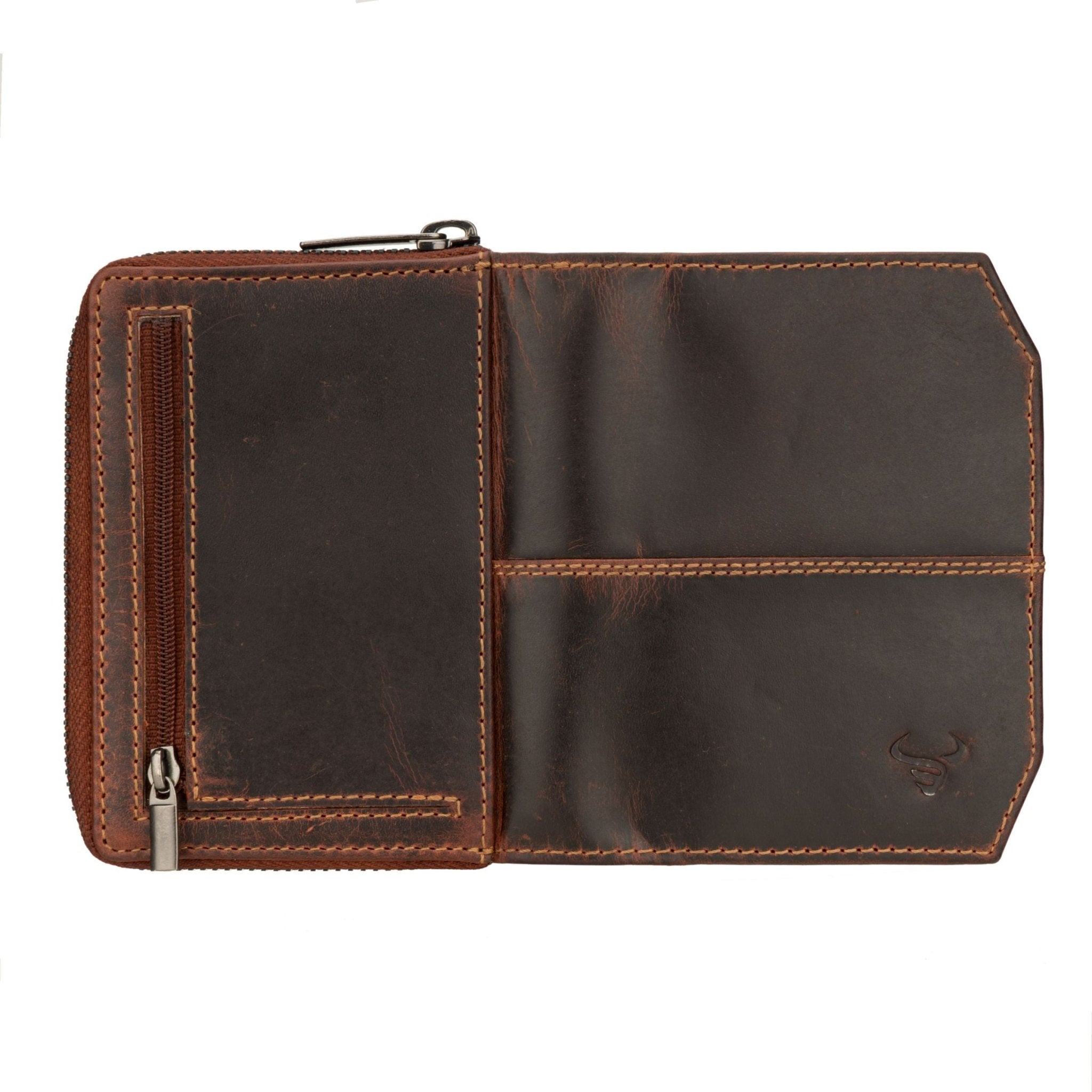12cm LeatherChaen付■Middle Leather Wallet Nora Leather Wallet in Chestnut | Minori Leather