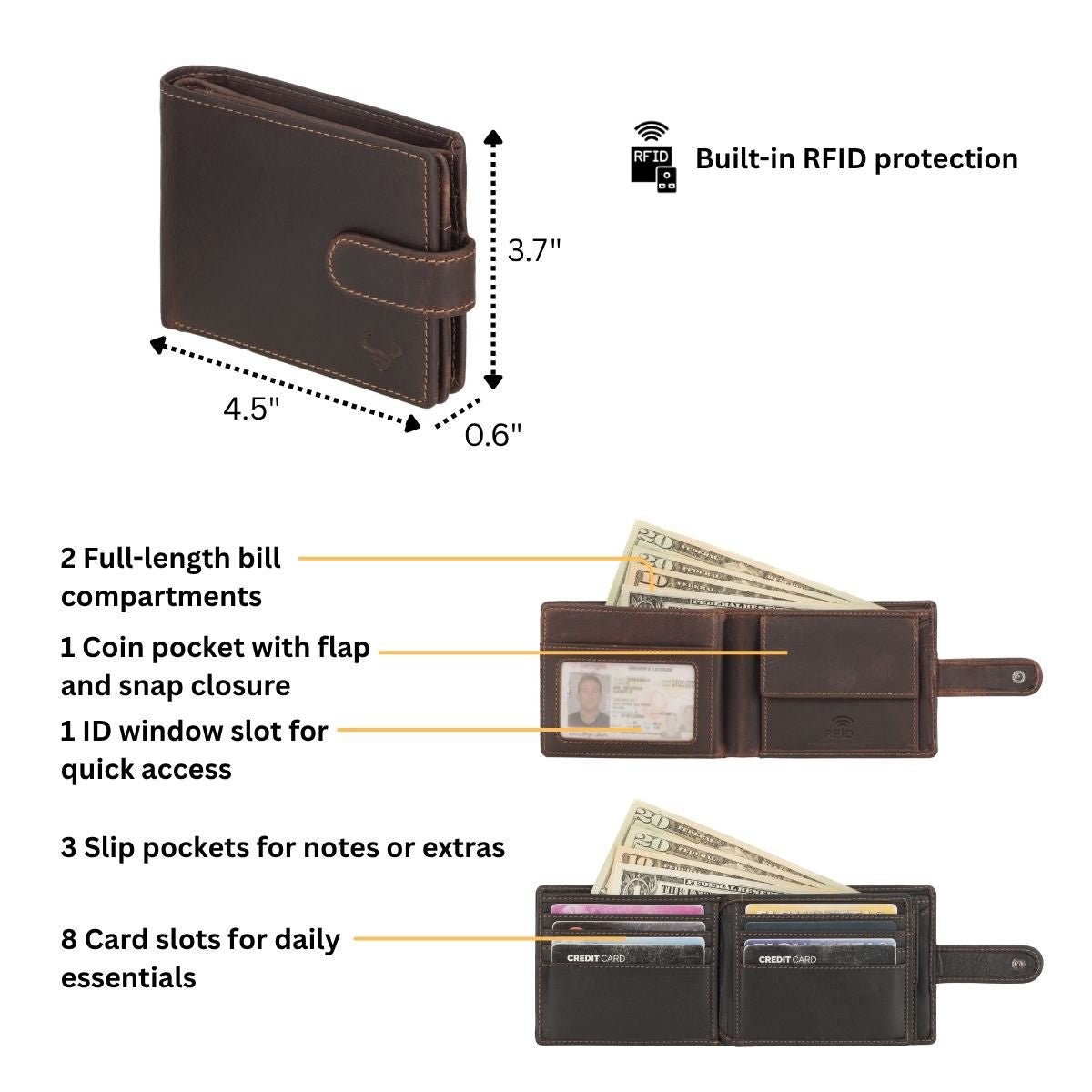 Phoenix Clip Wallet – Brown Leather | Minori Leather