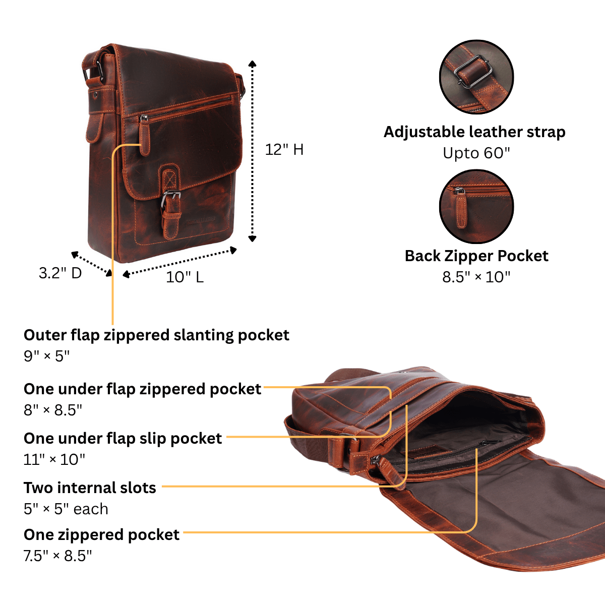 Raleigh Leather Satchel Bag in Chestnut - Minori Leather