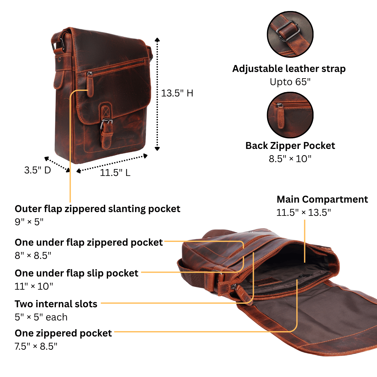 Raleigh Messenger Chestnut - Minori Leather