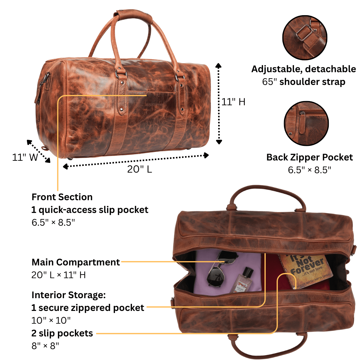 Riley Duffle Chestnut - Minori Leather