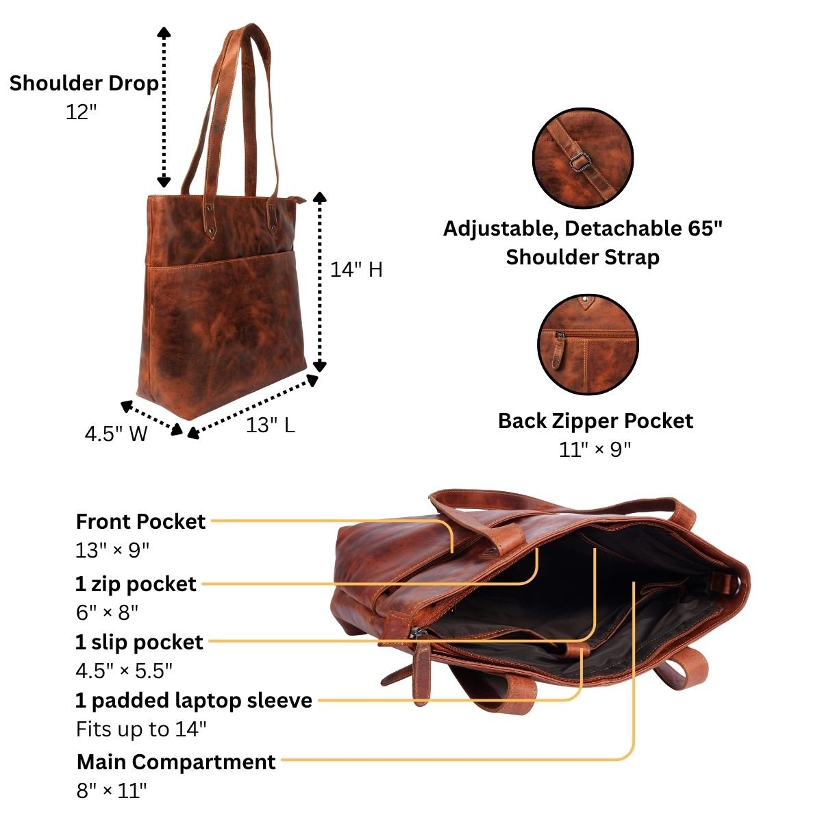 Rowan Tote Chestnut - Minori Leather