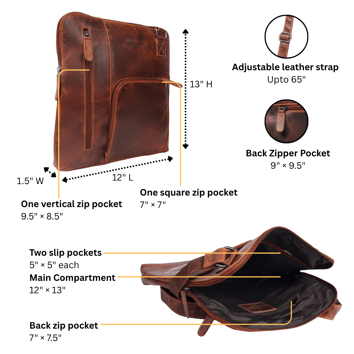 Ryder Shoulder Chestnut - Minori Leather