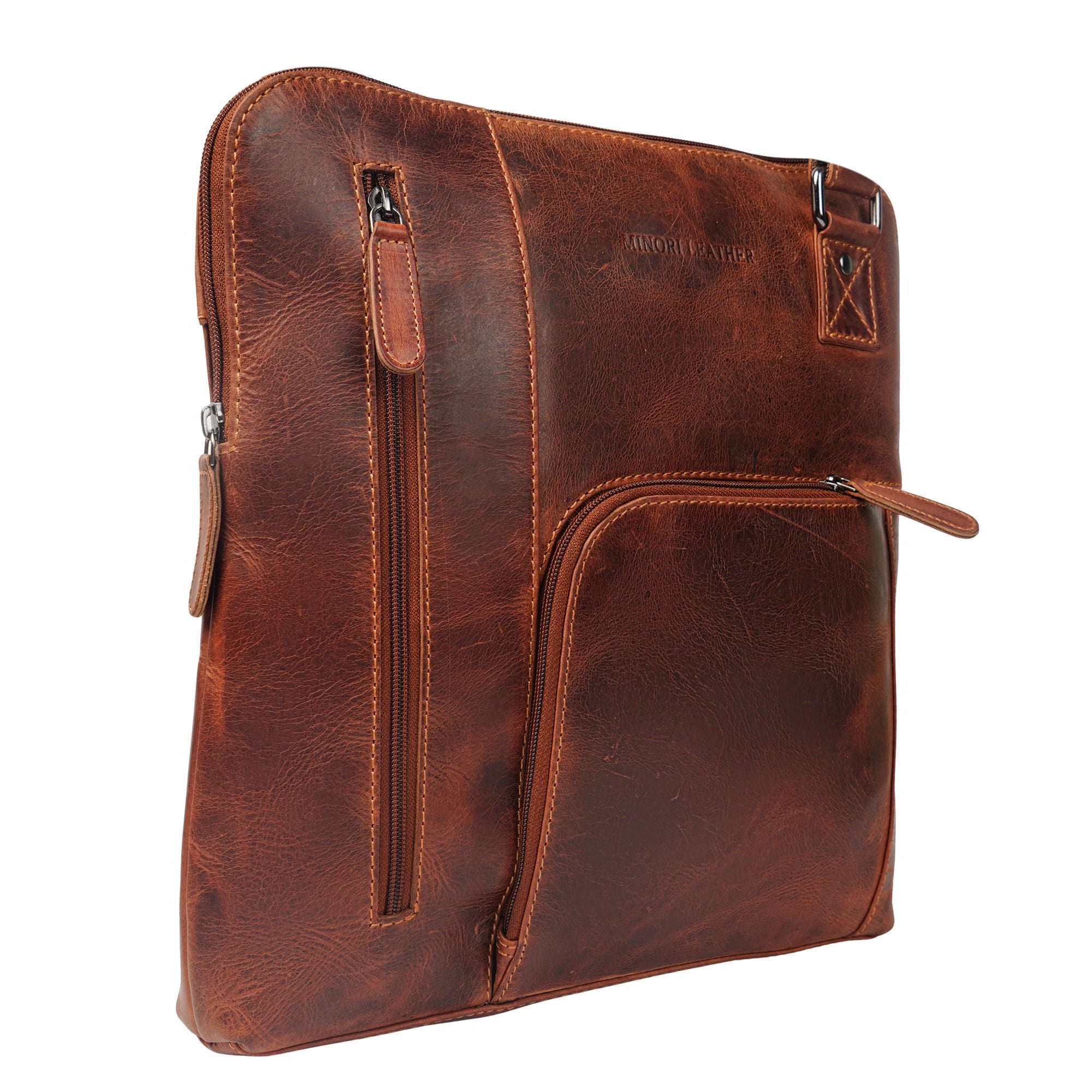 Ryder Leather Shoulder Bag – Unisex – Chestnut - Minori Leather