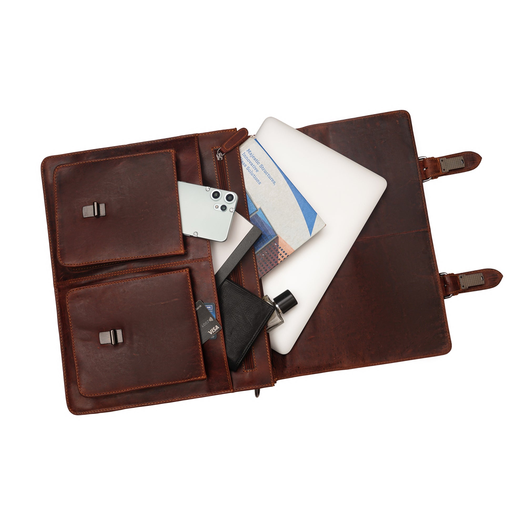 Cambridge Briefcase Chestnut - Minori Leather
