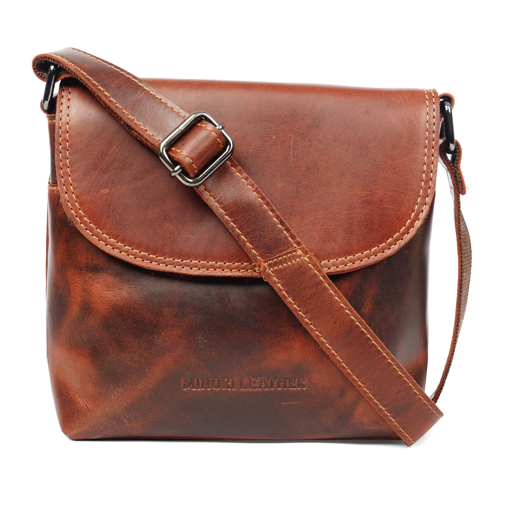 Metro Leather Crossbody Bag in Chestnut - Minori Leather