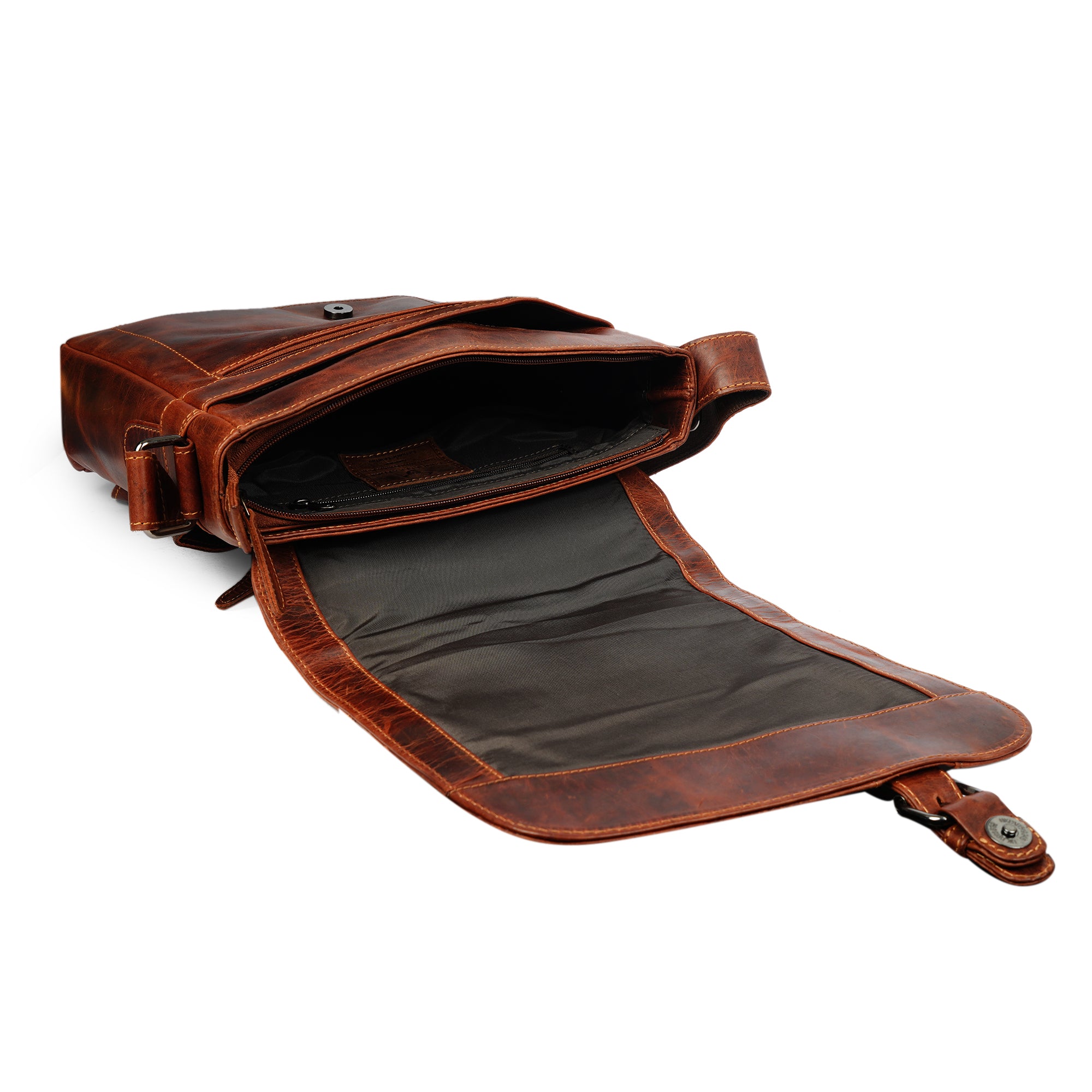 Raleigh Leather Messenger Bag – Unisex – Chestnut - Minori Leather