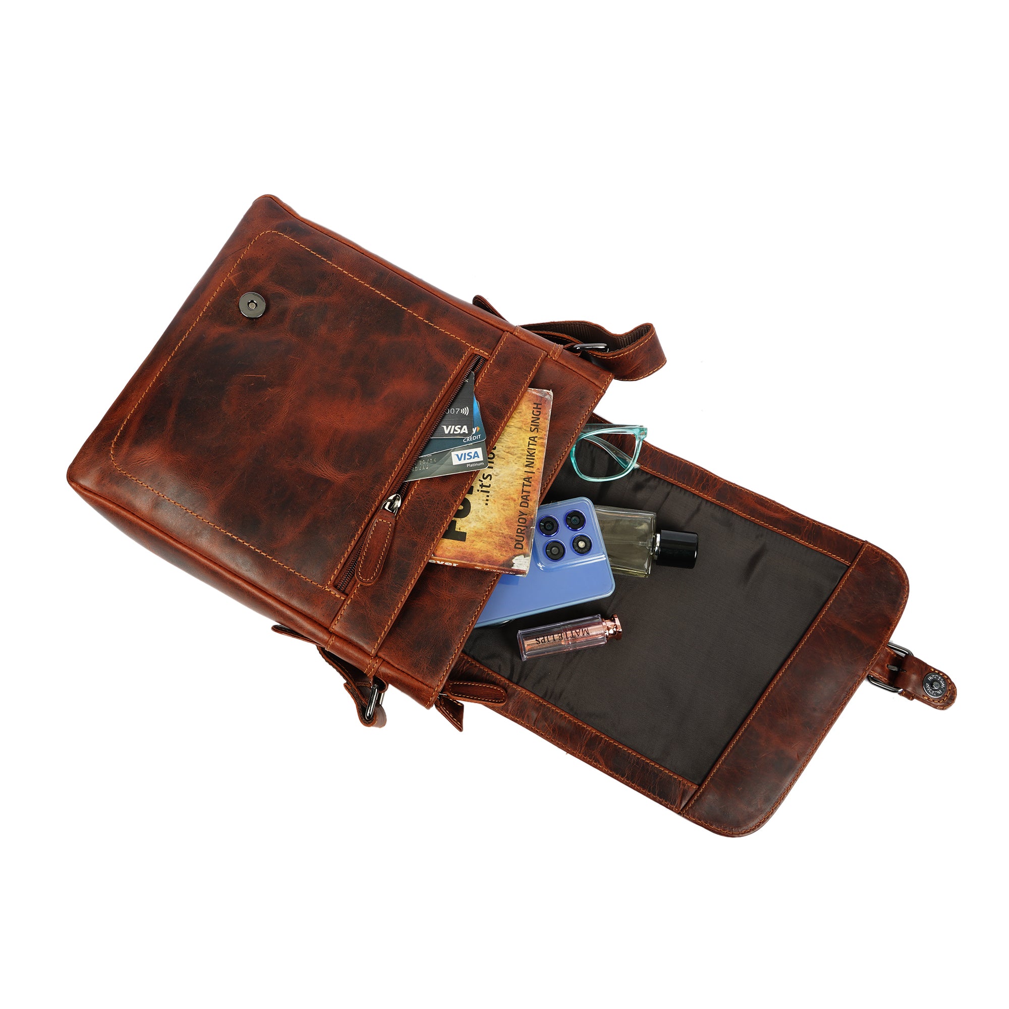 Raleigh Leather Messenger Bag – Unisex – Chestnut - Minori Leather