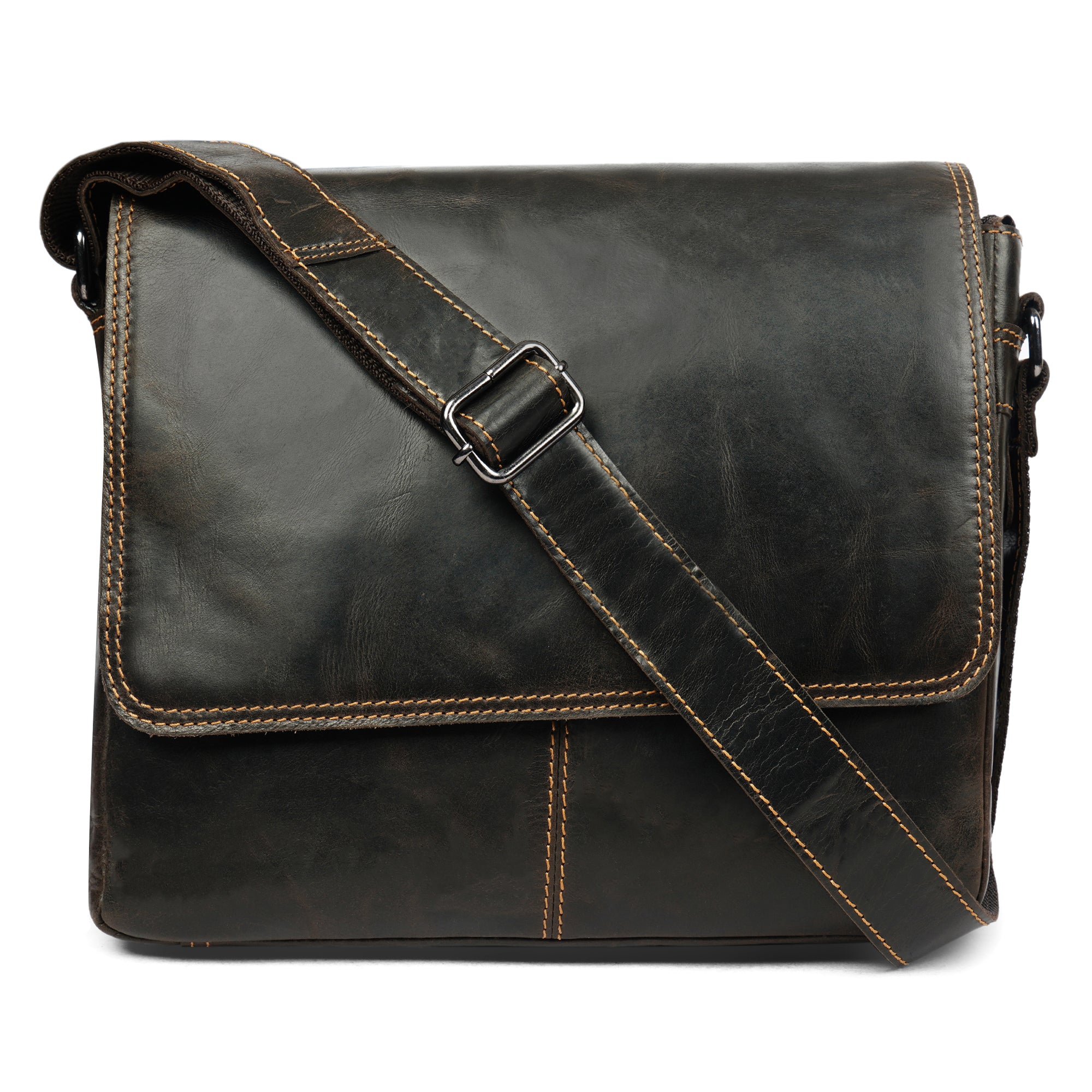 Austin Leather Mini Messenger Bag 11" – Unisex – Brown - Minori Leather