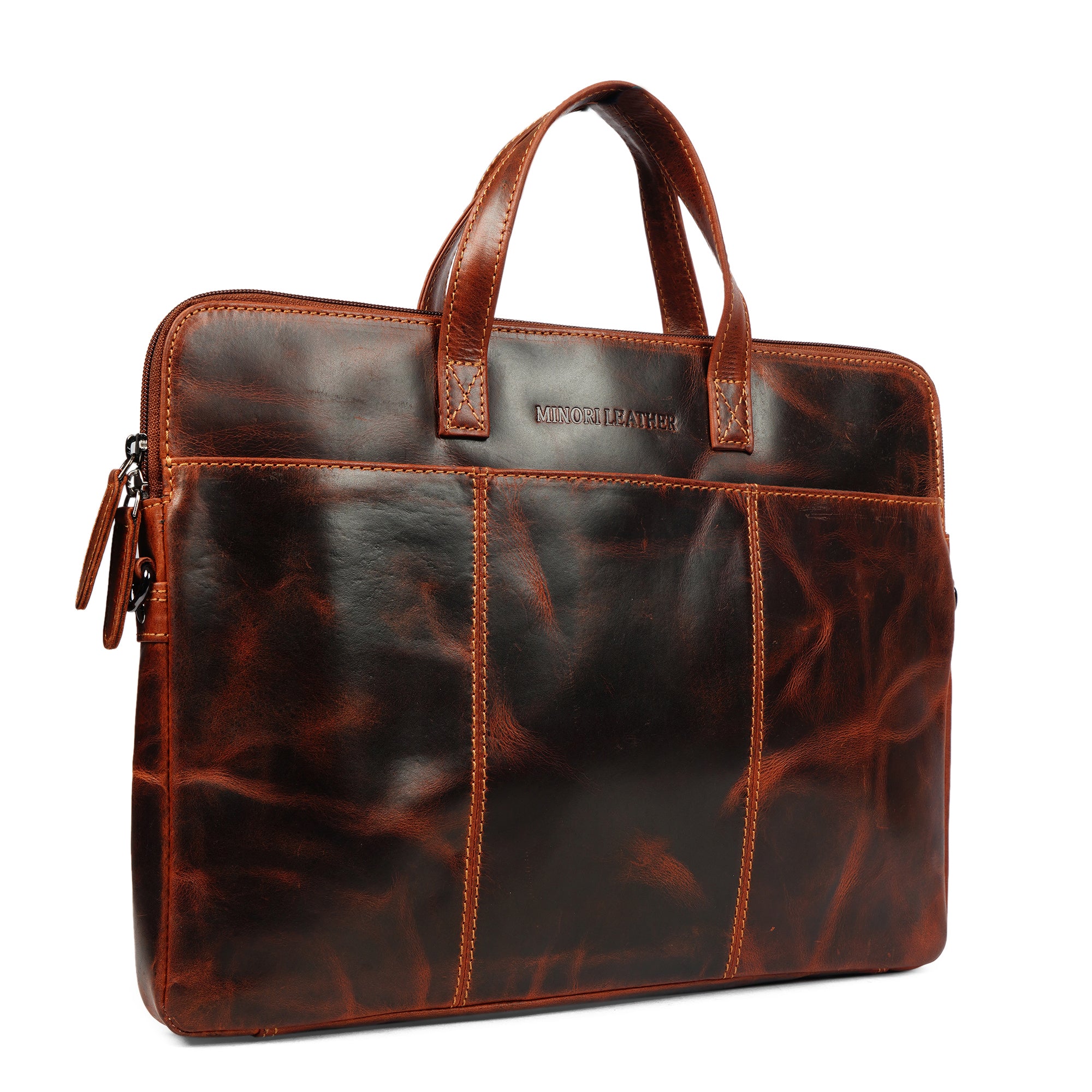 Atlas Leather Laptop Sleeve 14″– Unisex – Chestnut - Minori Leather