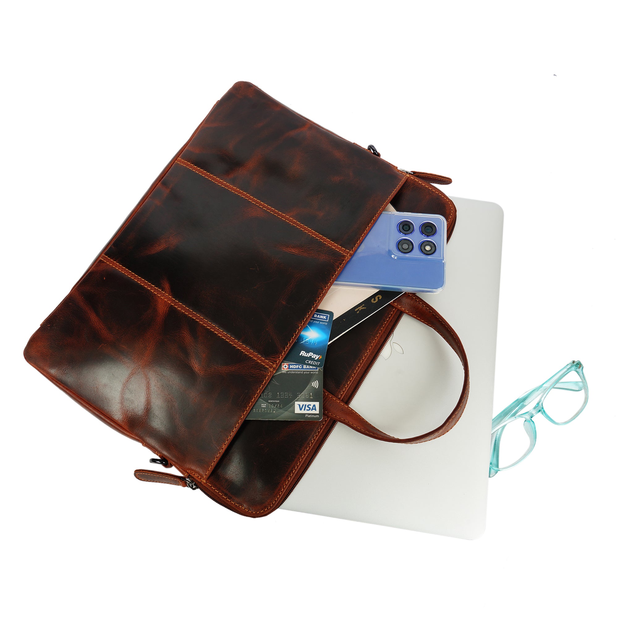 Atlas Leather Laptop Sleeve 14″– Unisex – Chestnut - Minori Leather