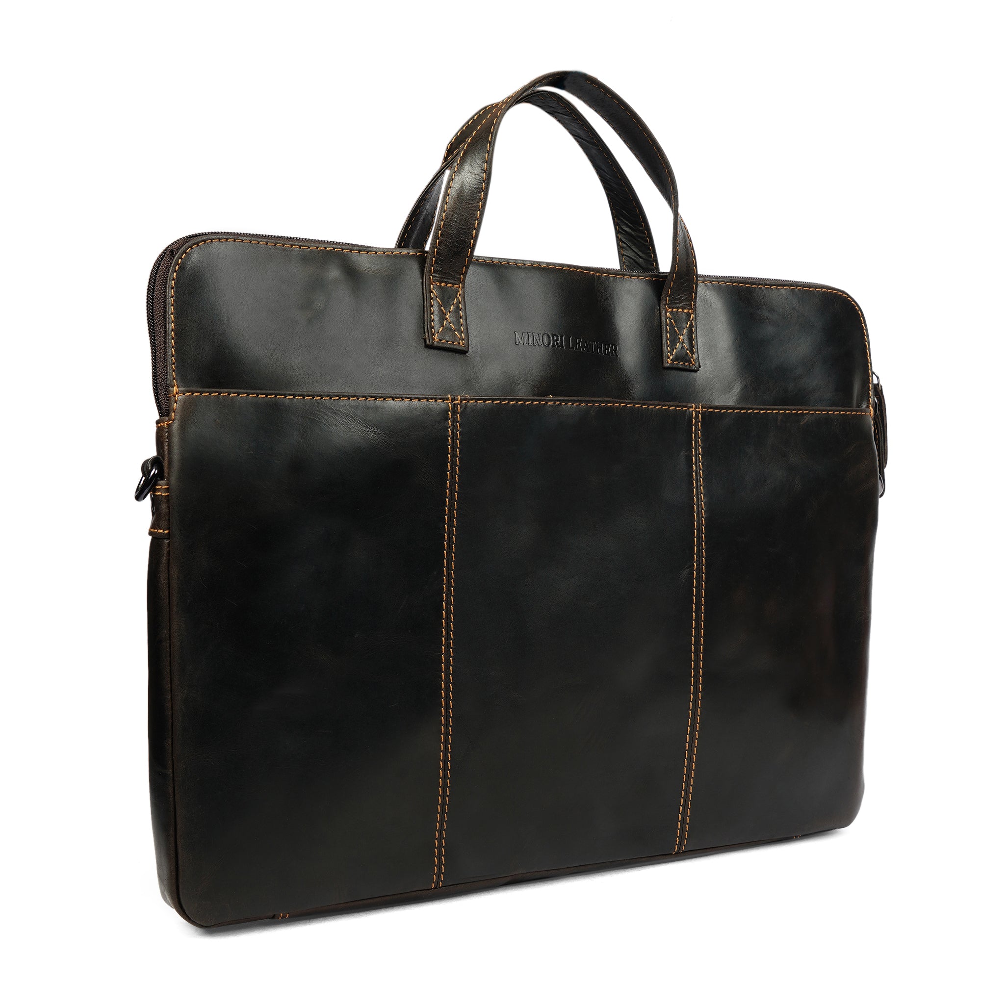 Atlas Leather Laptop Sleeve 14″– Unisex – Brown - Minori Leather
