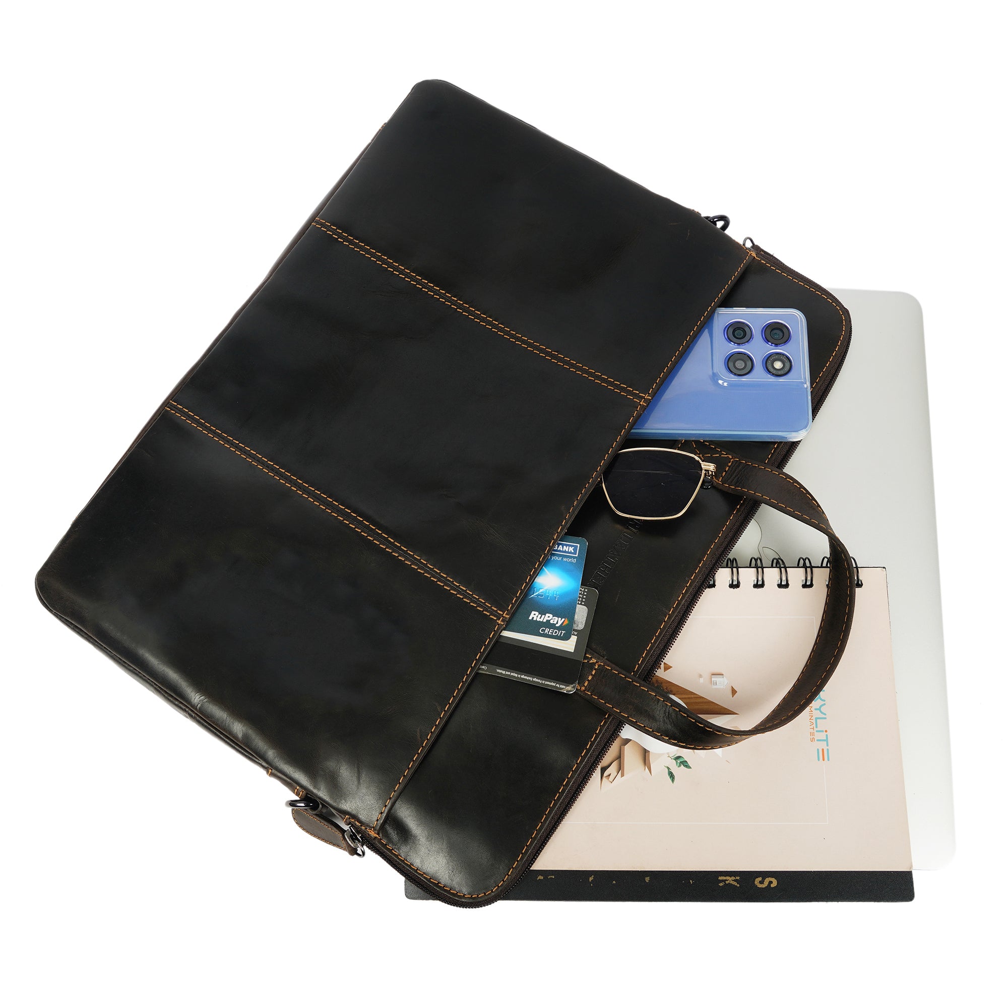 Atlas Leather Laptop Sleeve 14″– Unisex – Brown - Minori Leather