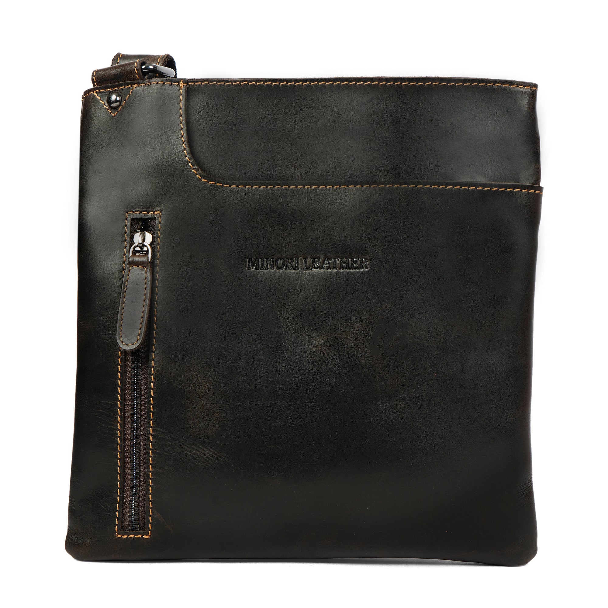 Carter Slim Leather Crossbody Bag in Brown - Minori Leather