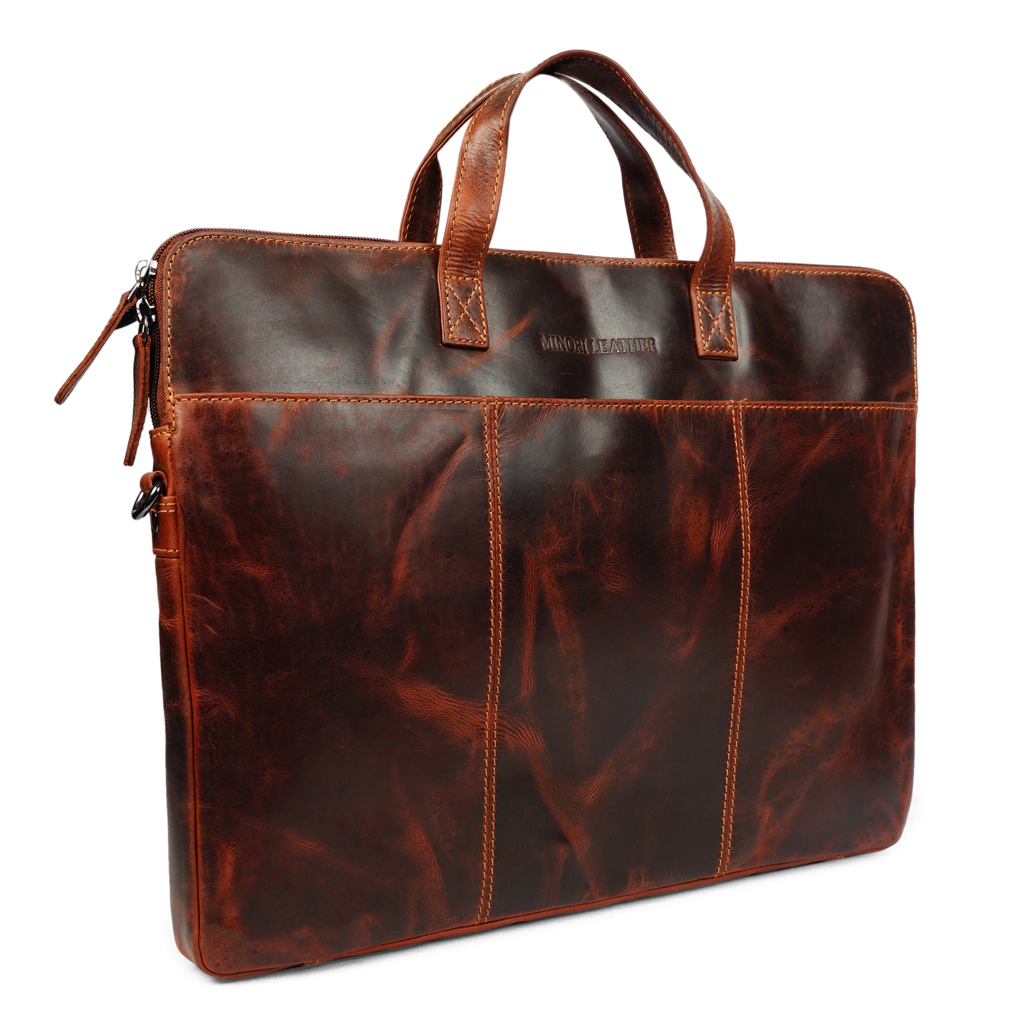 Santiago Leather Laptop Sleeve 16″– Unisex – Chestnut - Minori Leather