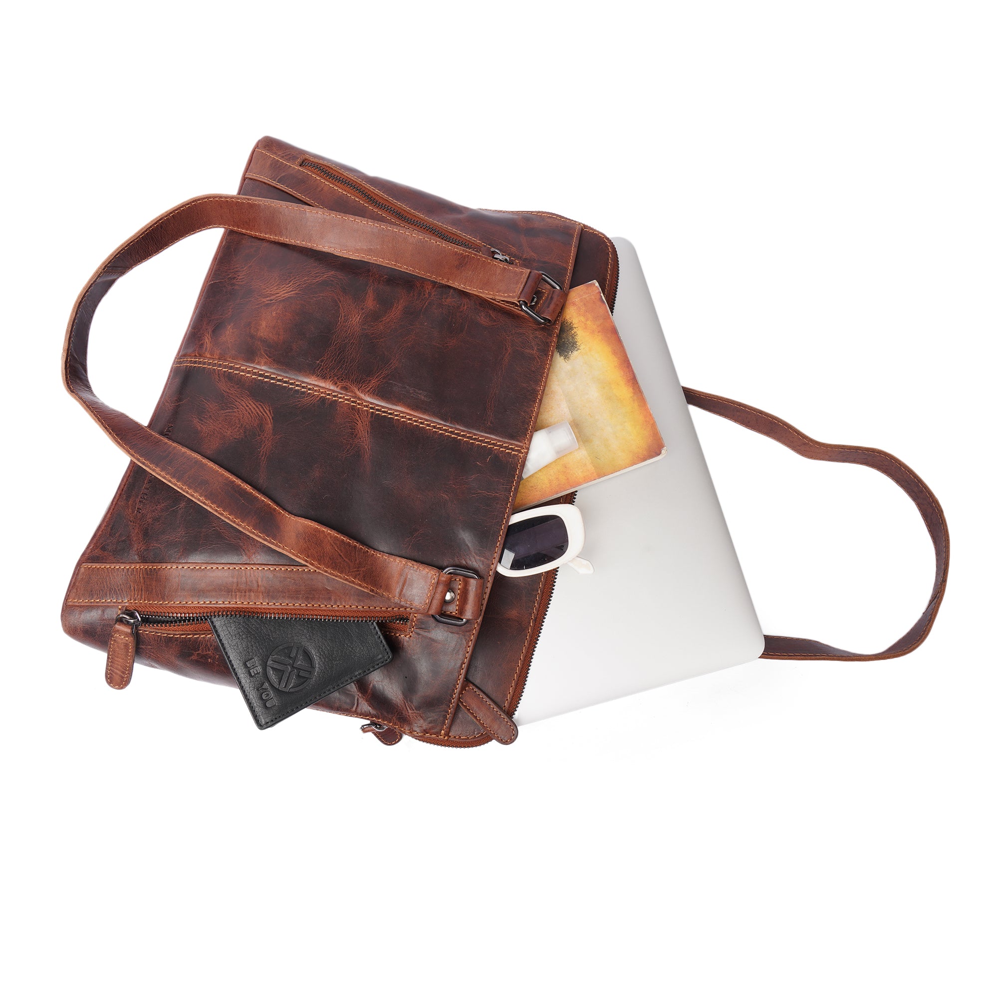 Camille Laptop Tote Chestnut - Minori Leather