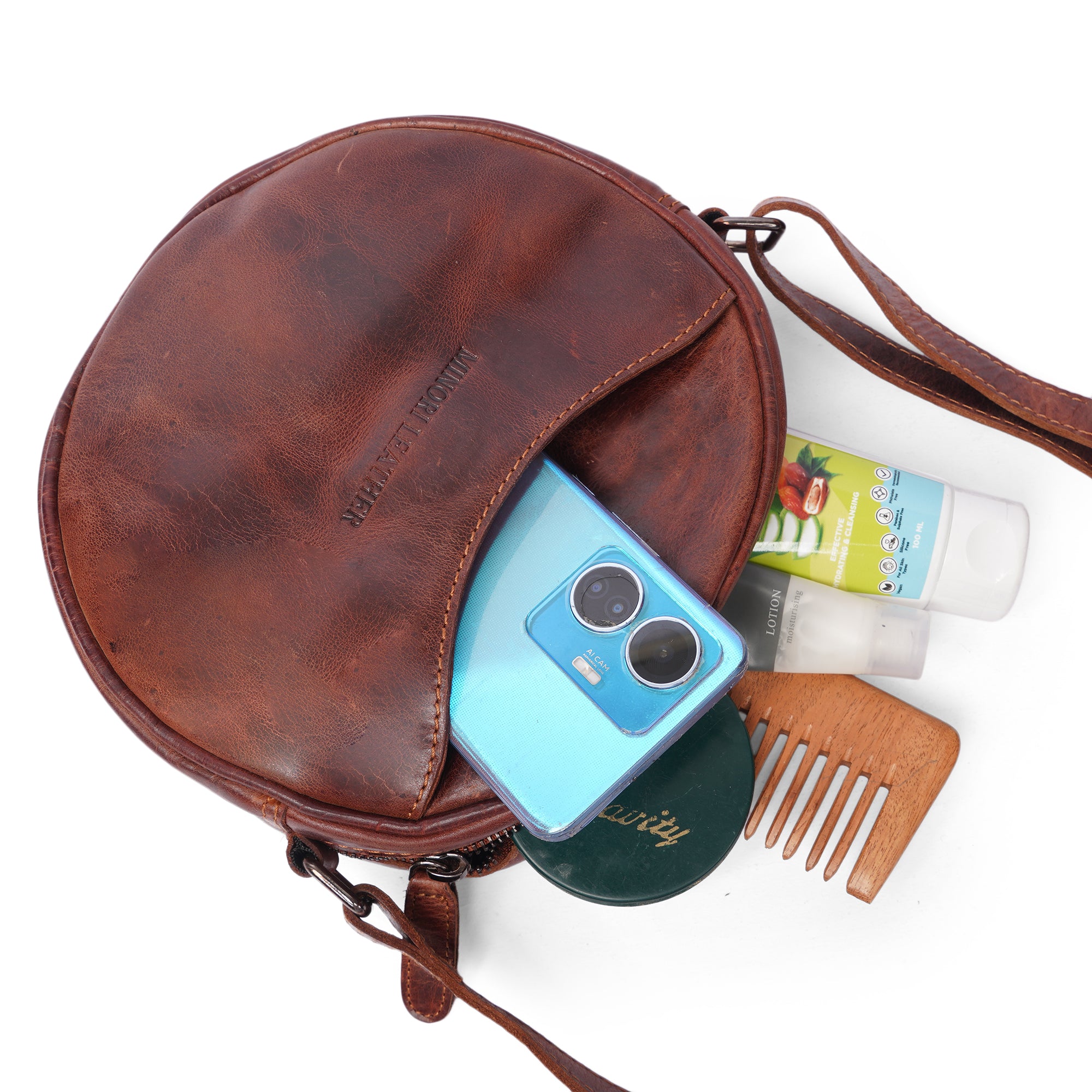 Luna Crossbody Chestnut - Minori Leather