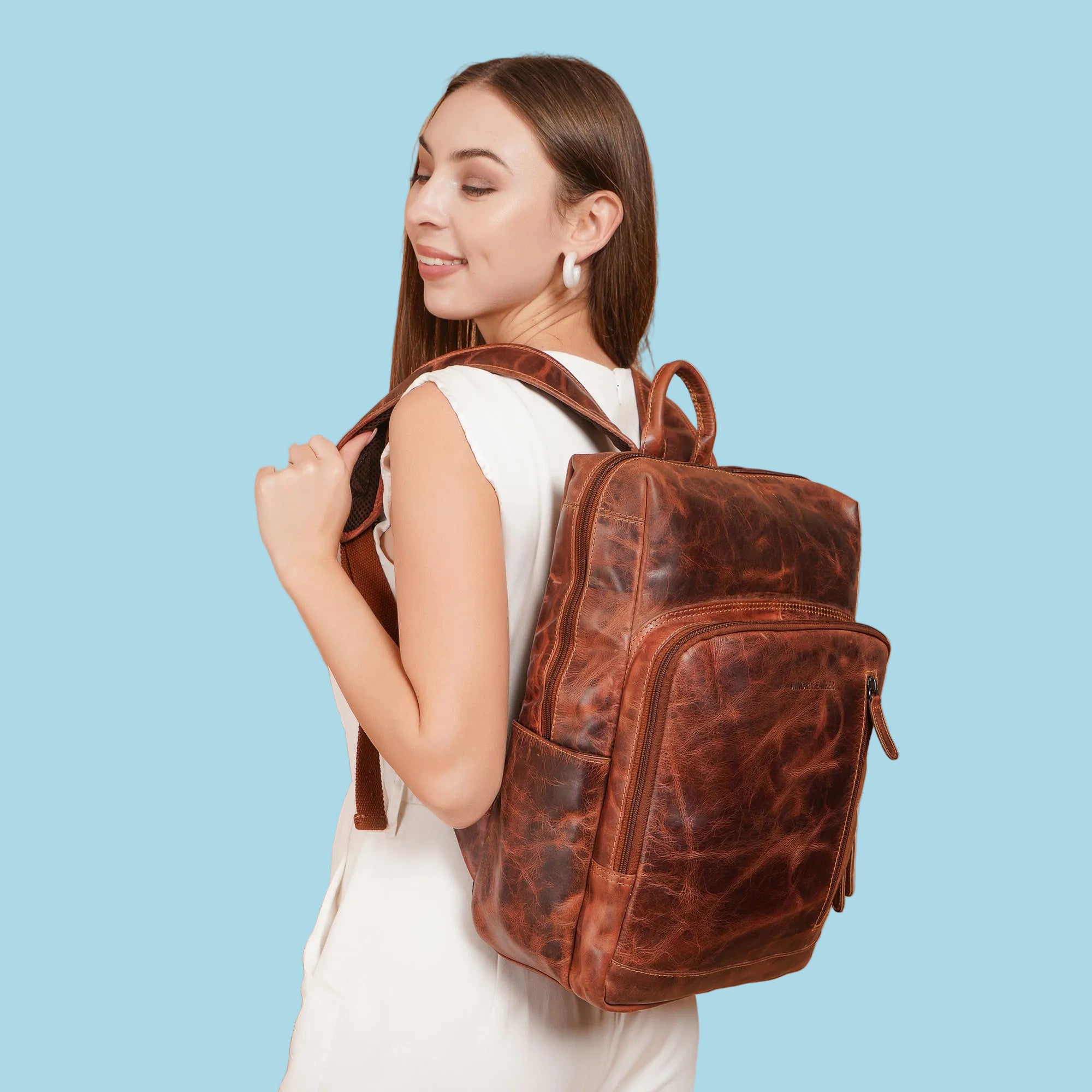 Oslo Backpack Chestnut – Everyday Leather Backpack | Minori Leather