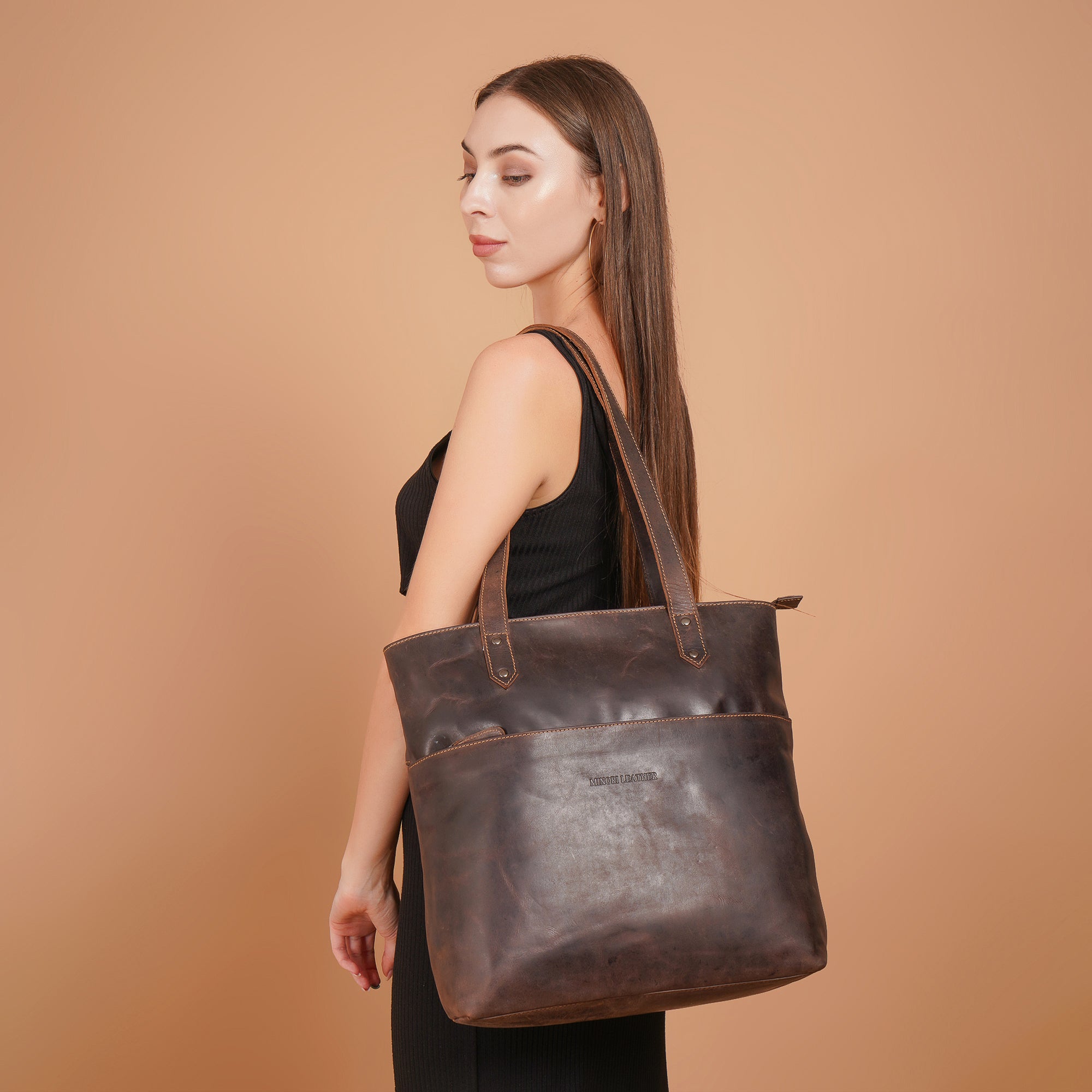 Rowan Tote Brown - Minori Leather