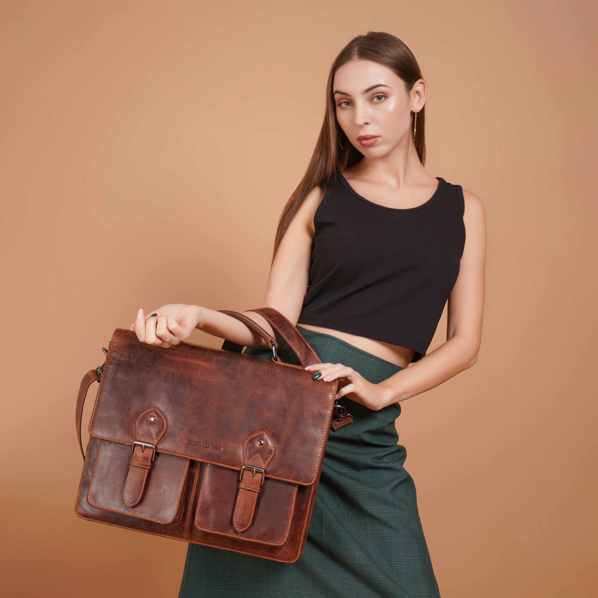Cambridge Briefcase Chestnut - Minori Leather