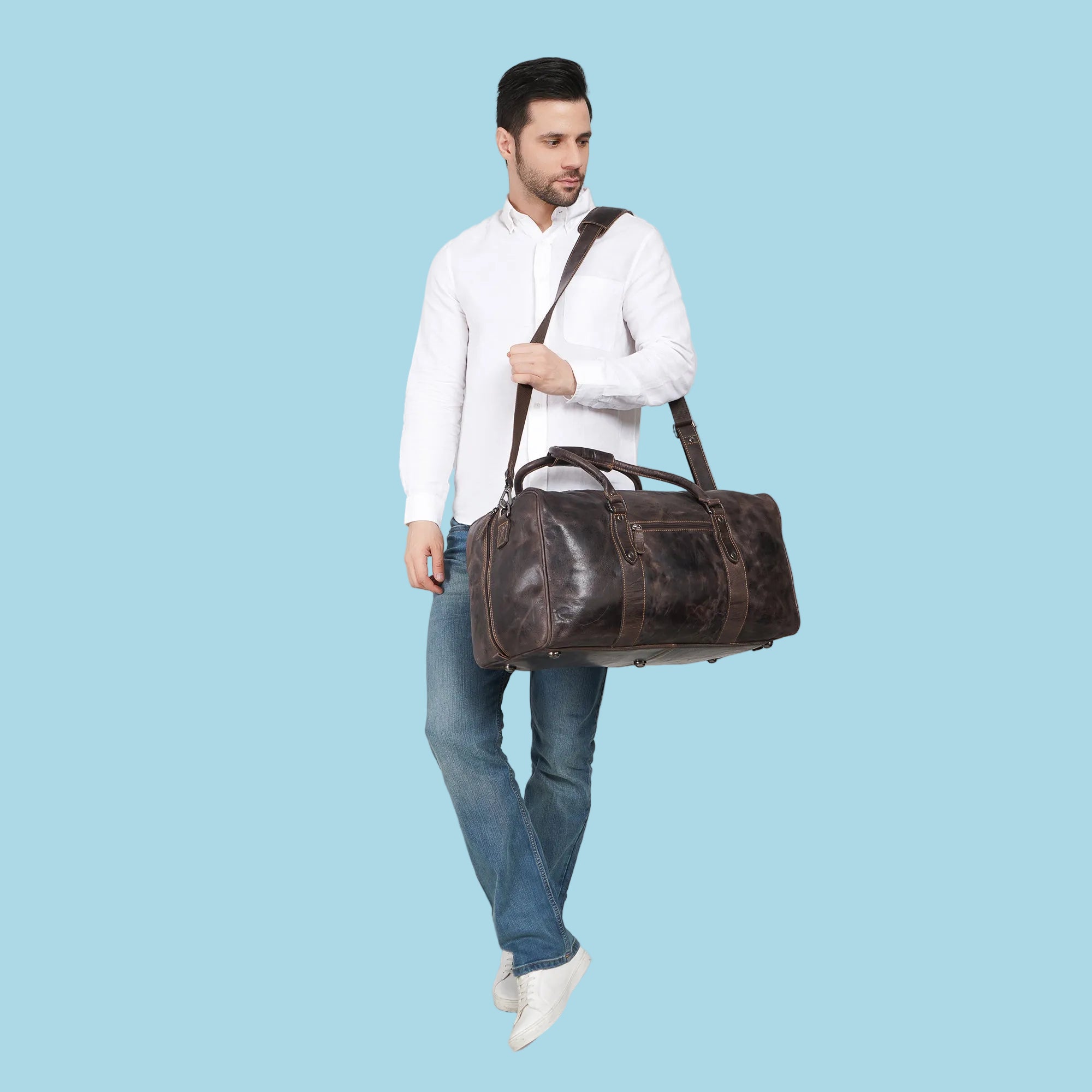 Riley Duffle Brown - Minori Leather