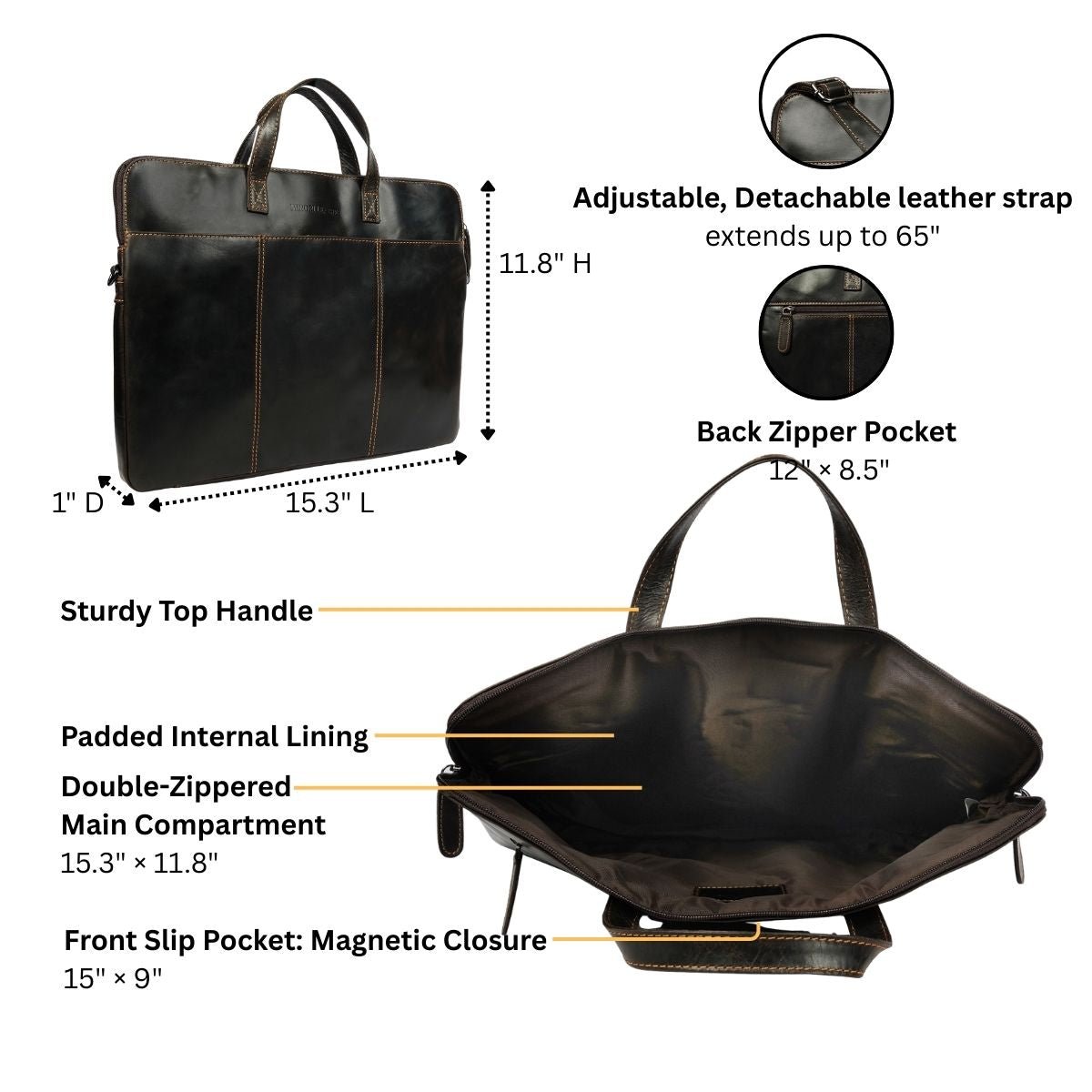 Santiago Leather Laptop Sleeve 16″– Unisex – Brown - Minori Leather