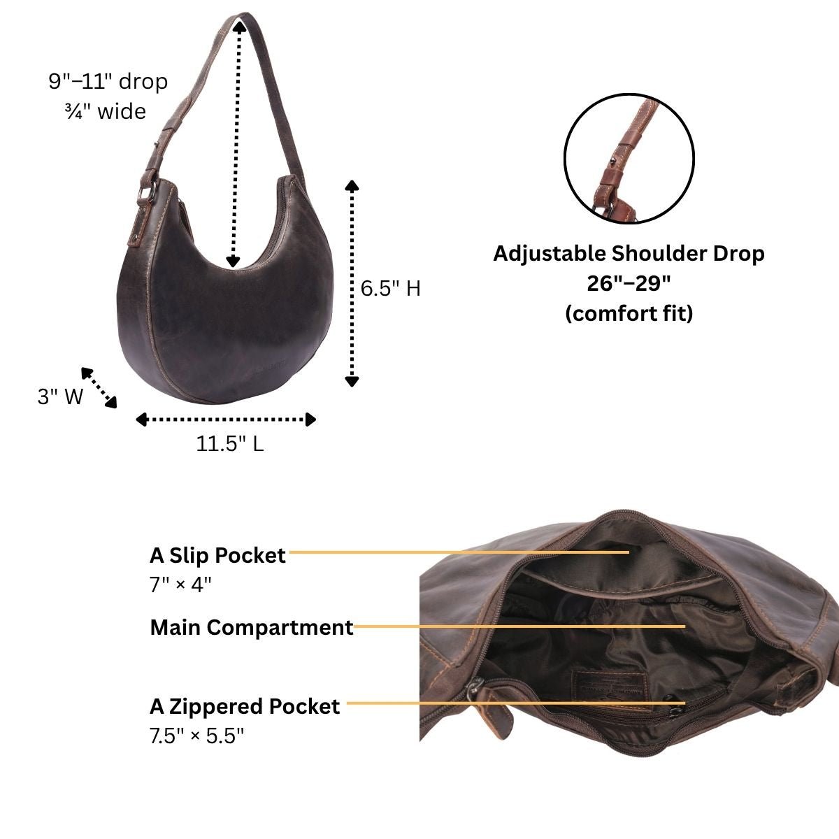 Minori Leather Selene Hobo shoulder bag in rich brown leather with a slouchy, casual design and spacious interior.