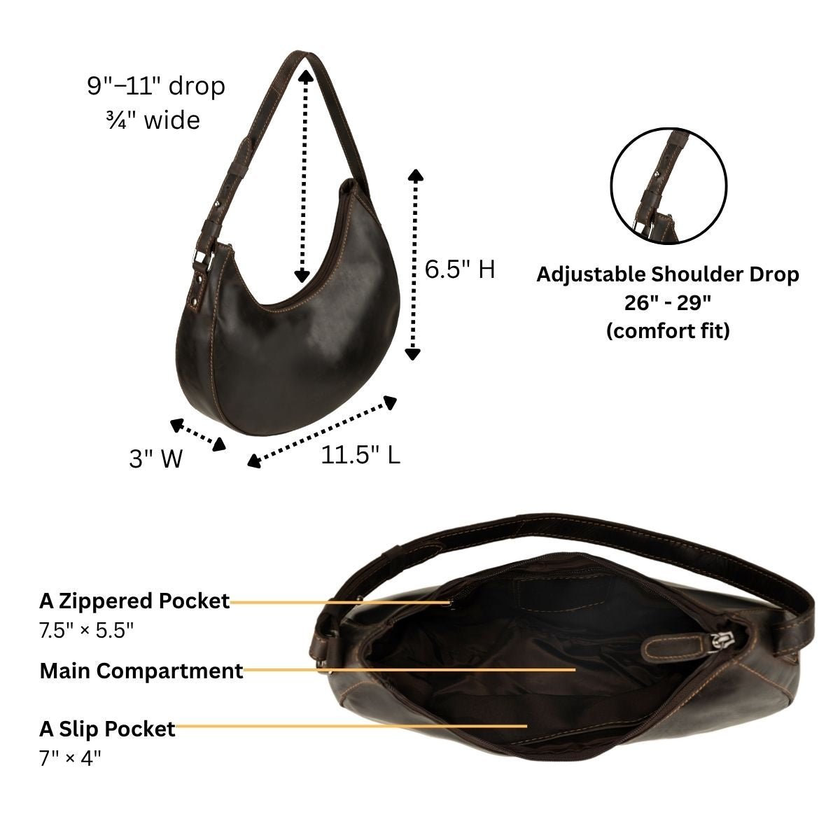 Selene Hobo Leather Shoulder Bag - Minori Leather