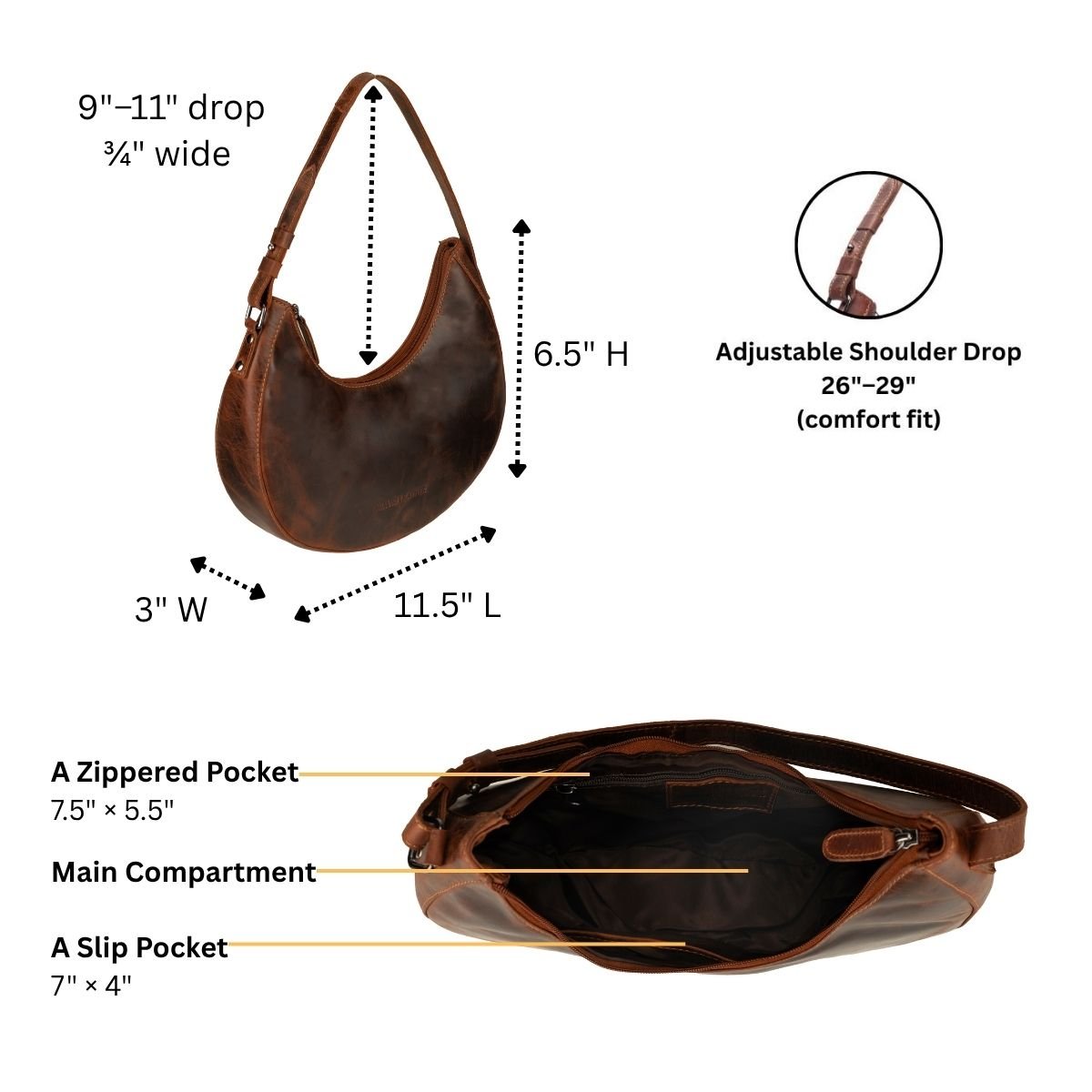 Selene Hobo Leather Shoulder Bag - Minori Leather