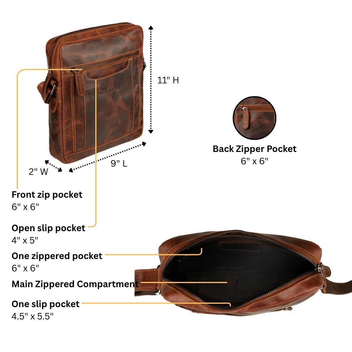Tokyo Leather Crossbody Bag in Chestnut - Minori Leather